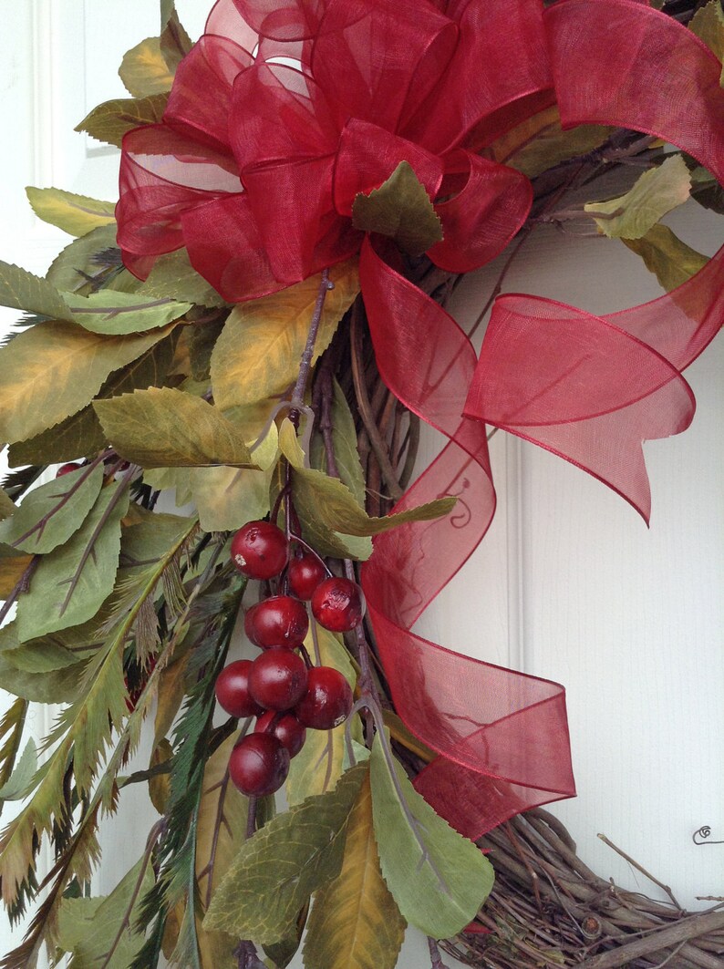 Red Berry Christmas Wreath for Door Holiday WreathWinter Etsy