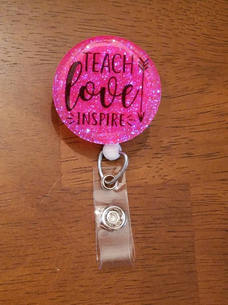 Educators Teacher Appreciation Week Retractable Badge Reel for Classroom Teachers Glitter Badge Reel Paraprofessionals