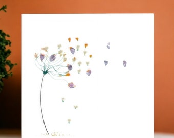 Warme herfst zeeglas wenskaart - handgeschilderd bloemontwerp, personalisatie beschikbaar, originele kunst, gratis zaadkaartcadeau om te groeien