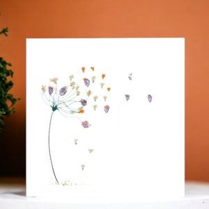 Cartão de saudações de vidro do mar de outono quente - design de flores pintadas à mão, personalização disponível, arte original, presente de cartão de semente grátis para crescer