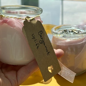 Three candle set - calm, relaxing essential oil, vegan soy wax, lavender, patchouli, bergamot, vintage glass jars, therapeutic floral scents