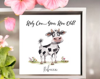 Funny Cow Birthday Card: Personalised Humorous Greetings, Any Name or Age Added