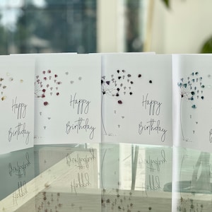 Conjunto de tarjetas de cumpleaños - tarjetas personalizadas de cristal de mar multipack - hechas a mano con cristal de mar seleccionado, diseño pintado a mano, amigo, familia