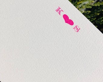 Cadeau de jour de Valentines pour elle, coutume, monogramme, papeterie, stationnaire, cartes de note, notecard, coeur, coeur, amour, adolescent, initiales, anniversaire