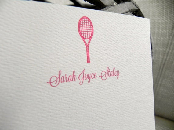 Tennis Racquet Note Cards on Textured Heavy Card Stock With