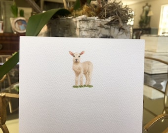 Baby Lamb Stationery. Custom Note Cards. Baby Gift. Present. Easter. Envelopes included. Initials. Stationary.