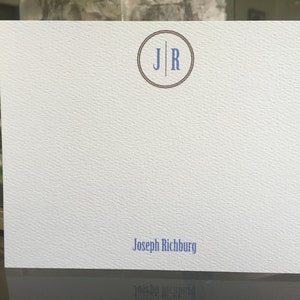 Personalized notecards with a Initials. Heavy textured card stock. Includes envelopes. Stationery. Mens/Boys Gift. Graduation Gift