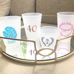 Custom 14 oz Plastic Cups, Graduation cups, Monogram Cups, Frosted Cups, Personalized Cups, Wedding Cups, Printed Cups, Cups, Reusable Cups