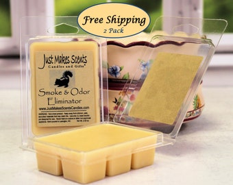 Smoke and Odor Eliminator Wax Melts - 2 Pack With Free Shipping - Scented Wax Cubes - Compare to Scentsy® Bars