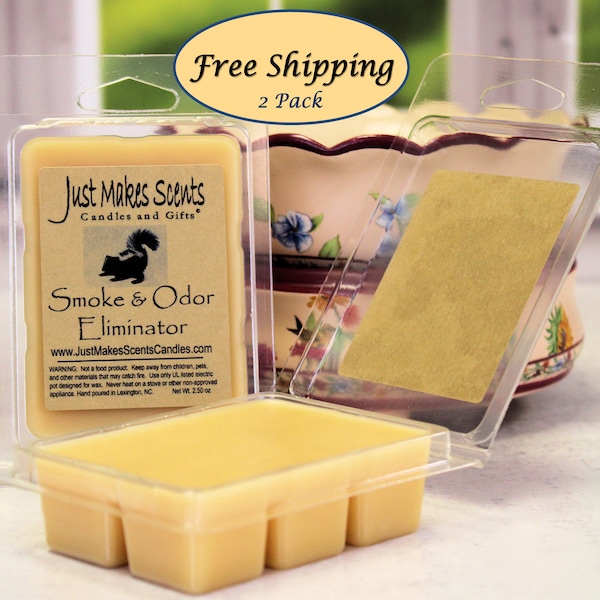 Smoke and Odor Eliminator Wax Melts - 2 Pack With Free Shipping - Scented Wax Cubes - Compare to Scentsy® Bars