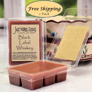 Black Label Whiskey Scented Wax Melts - 2 Pack with FREE SHIPPING - Scented Soy Wax Cubes - Compare to Scentsy® Bars - Whiskey Scented Melts