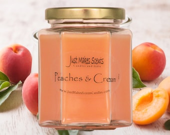 Bougie pêches et crème - Bougies de soja parfumées maison - Bougie de soja pêches et crème maison