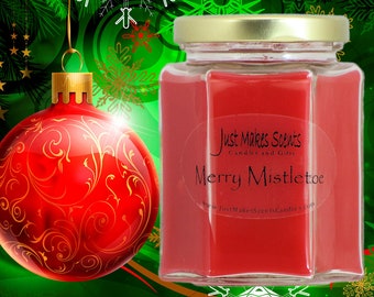 Merry Mistletoe Christmas Candle - Homemade Blended Soy Candles - Holiday Scent Collection
