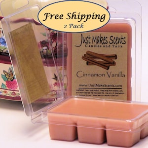 Cinnamon Vanilla Wax Melts - 2 Pack with FREE SHIPPING - Scented Soy Wax Cubes - Compare to Scentsy® Bars - Free Shipping