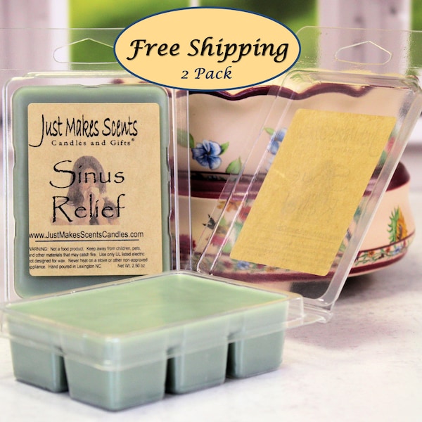 Sinus Relief Warming Tart with Camphor & Eucalyptus - 2 Pack with FREE SHIPPING - Scented Wax Cubes - Compare to Scentsy® Bars