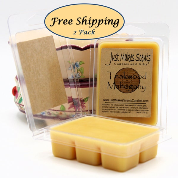 Teakwood Mahogany Scented Wax Cubes - 2 Pack with FREE SHIPPING - Compare to Scentsy® Bars