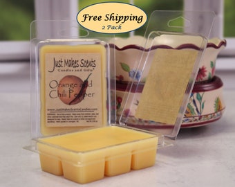 Orange & Chili Pepper Wax Melts - 2 Pack with FREE SHIPPING - Scented Soy Wax Cubes - Compare to Scentsy® Bars - Free Shipping