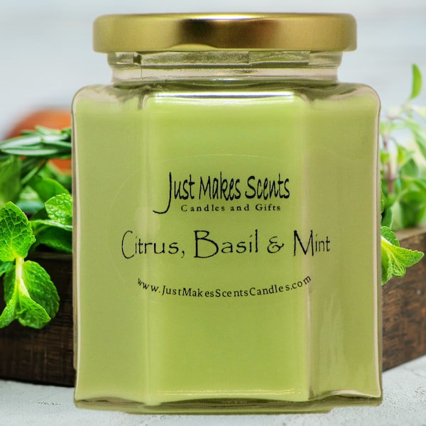 Citrus, Basil & Mint Blended Soy Candle - Scented Blended Soy Candles