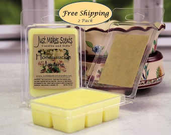 Honeysuckle Jasmine Wax Melts - 2 Pack with FREE SHIPPING - Scented Soy Wax Cubes - Compare to Scentsy® Melts