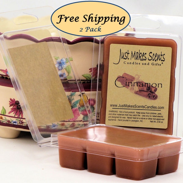 Cinnamon Scented Wax Melts - 2 Pack with FREE SHIPPING - Scented Soy Wax Cubes - Compare to Scentsy® Wax Bars