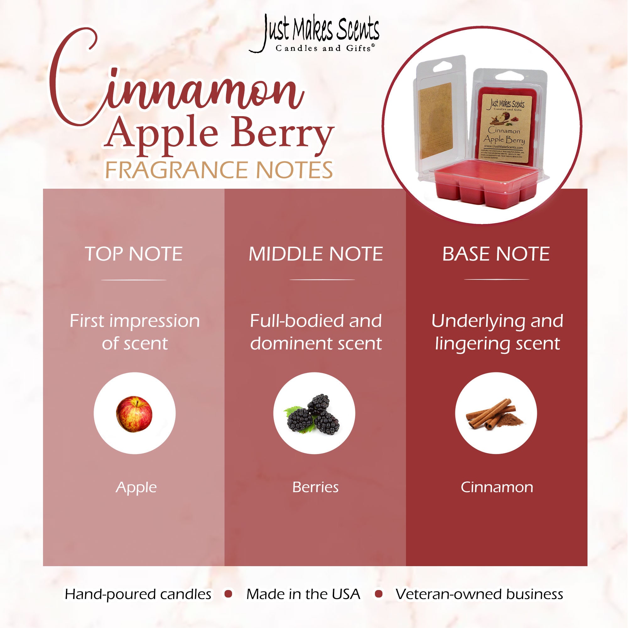 Cinnamon Apple Berry Scented Wax Melts 2 Pack With FREE SHIPPING Scented  Soy Wax Cubes Compare to Scentsy® Wax Melts 