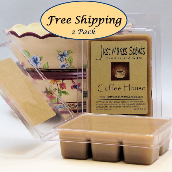 Coffee House - 2 Pack with FREE SHIPPING - Fresh Brewed Coffee Scented Soy Wax Cubes - Compare to Scentsy® Wax Bars