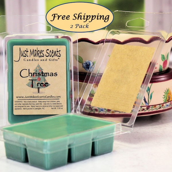 Christmas Tree Scented Wax Melts - 2 Pack with FREE SHIPPING - Scented Soy Wax Cubes - Compare to Scentsy® Bars - Free Shipping