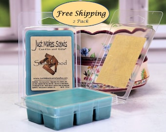 Sandalwood Wax Melts - 2 Pack With FREE SHIPPING - Scented Wax Cubes - Compare to Scentsy® Bars