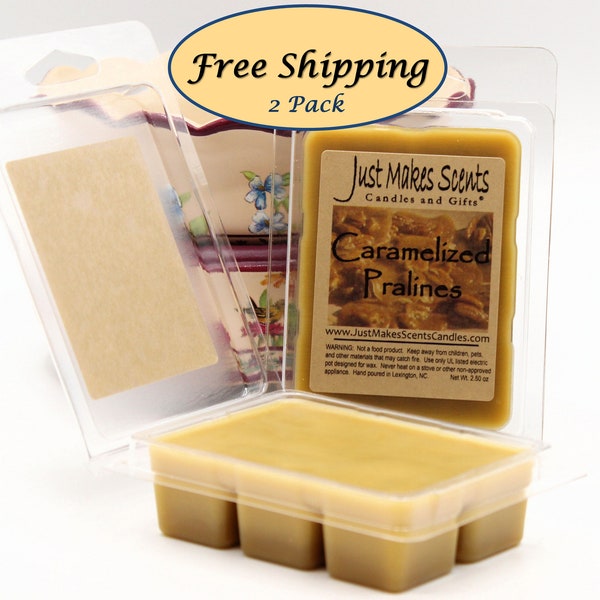 Caramelized Pralines Wax Melts - 2 Pack with FREE SHIPPING - Scented Soy Wax Cubes - Compare to Scentsy® Bars - Free Shipping - Warming Melt