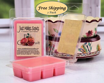 Pink Grapefruit Scented Wax Melts - 2 Pack with FREE SHIPPING - Scented Soy Wax Cubes - Compare to Scentsy® Bars - Free Shipping