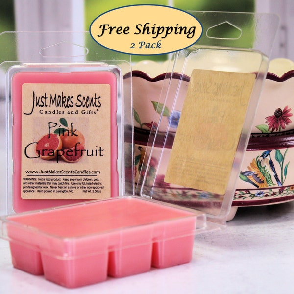 Pink Grapefruit Scented Wax Melts - 2 Pack with FREE SHIPPING - Scented Soy Wax Cubes - Compare to Scentsy® Bars - Free Shipping