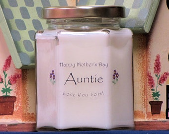 AUNTIE Mother's Day Gift Candles - You Select The Scent and Decoration - Mothers Day Gifts