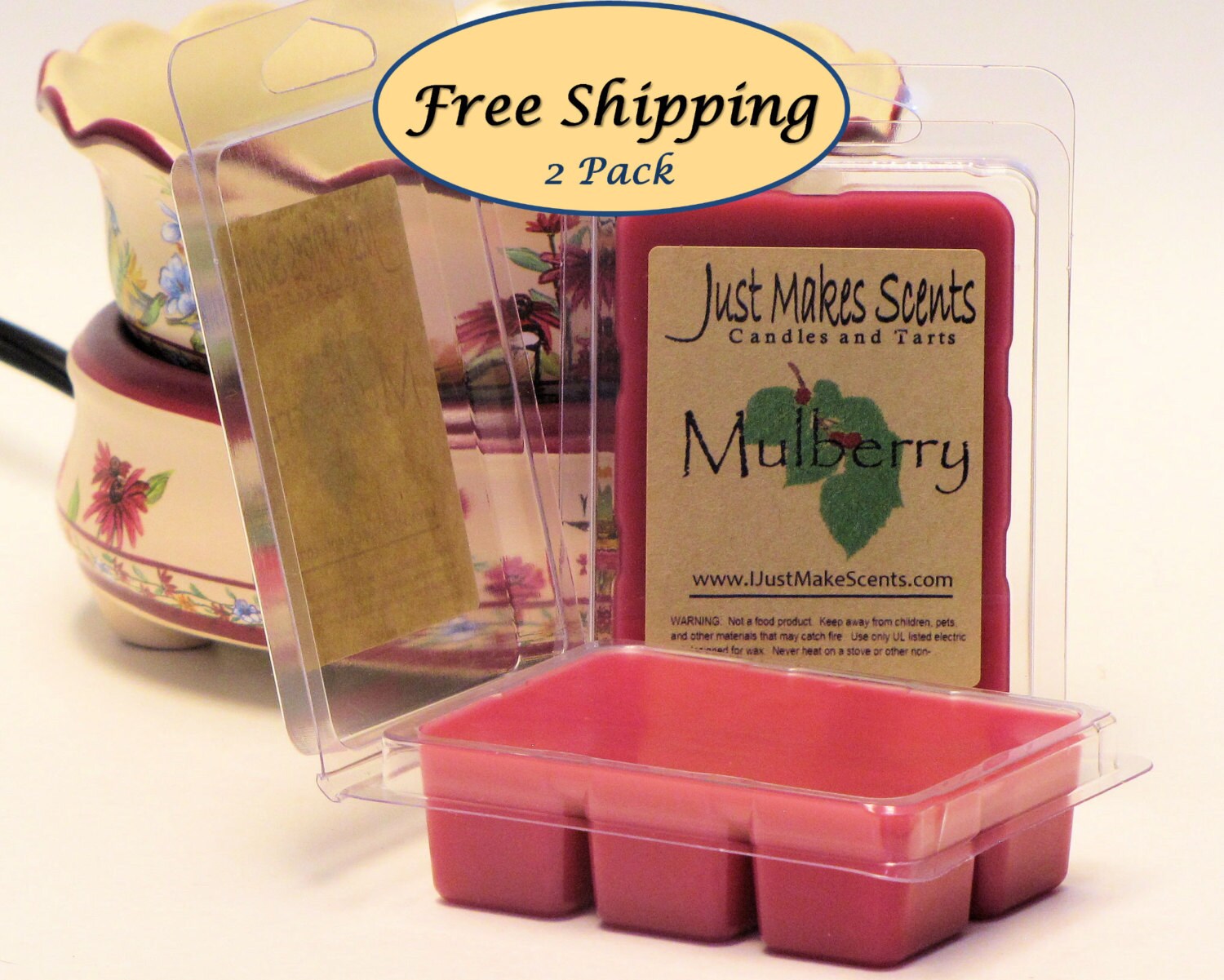Mulberry Scented Wax Melts 2 Pack With FREE SHIPPING Scented Soy Wax Cubes  Compare to Scentsy® Bars Free Shipping Mullberry Melts 