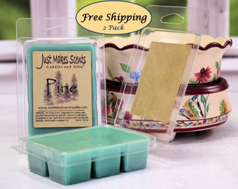 Pine Scented Wax Melts - 2 Pack with FREE SHIPPPING - Scented Soy Wax Cubes - Compare to Scentsy® Bars  - Free Shipping - Clean Pine Scent