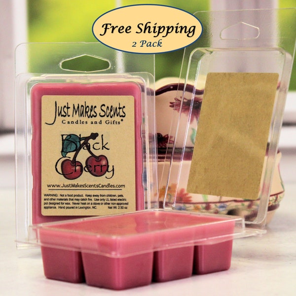 Black Cherry Warming Tarts - 2 Pack with FREE SHIPPING - Scented Soy Wax Cubes - Compare to Scentsy® Wax Bars - Homemade Black Cherry Melts