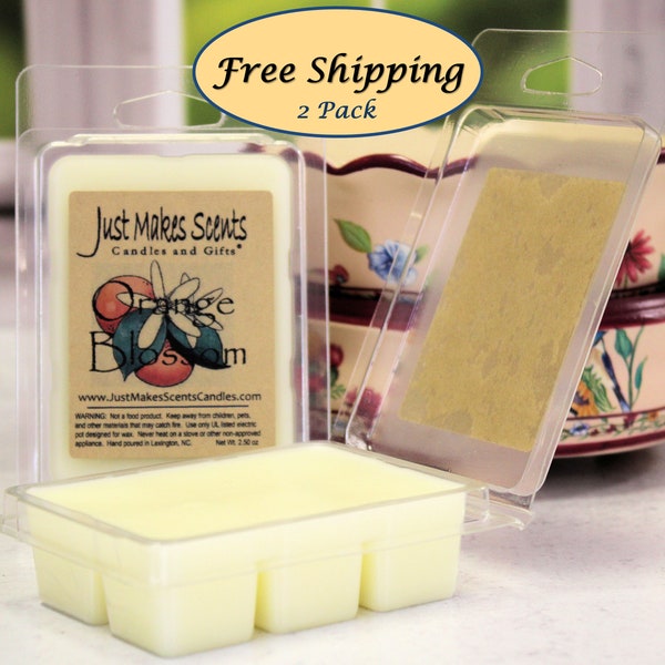 Orange Blossom Scented Wax Melts - 2 Pack with FREE SHIPPING - Scented Wax Cubes - Compare to Scentsy® Bars