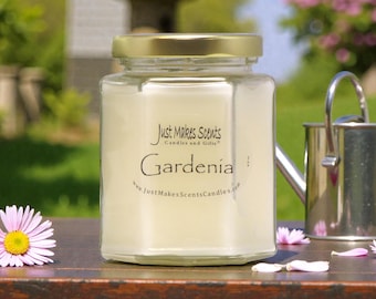 Gardenia Scented Blended Soy Candle - Spring/Floral Scent Collection - Gift Box Available