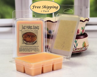 Crème brûlée fondante pour cire parfumée - Paquet de 2 et livraison gratuite - Cubes de cire de soja parfumés - Comparer aux barres Scentsy® - Mélangez et assortissez pour la livraison gratuite