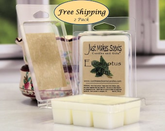 Eucalyptus Mint Scented Wax Cubes - 2 Pack with FREE SHIPPING - Compare to Scentsy® Bars - Clean Fresh Fragrance