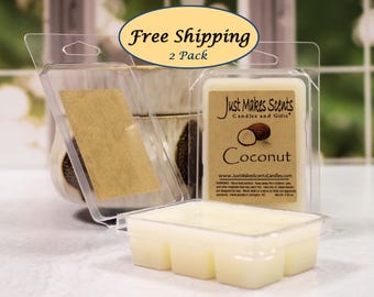 Coconut Scented Wax Melts - 2 Pack with FREE SHIPPING - Scented Soy Wax Cubes - Compare to Scentsy® Wax Bars