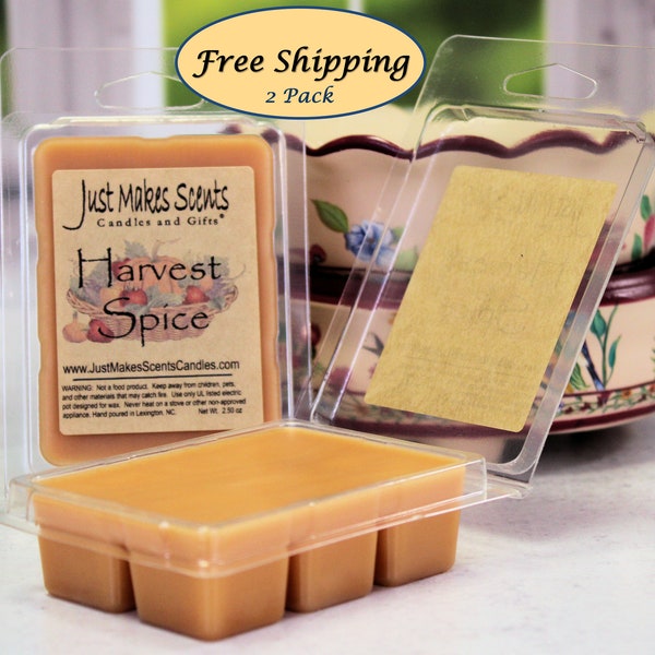 Harvest Spice Scented Wax Melts - 2 Pack with FREE SHIPPING - Scented Wax Cubes - Cinnamon, Nutmeg, Clove, Pumpkin