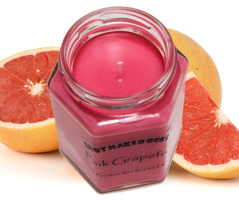 Pink Grapefruit Candle Made With Blended Soy Wax Pink Etsy