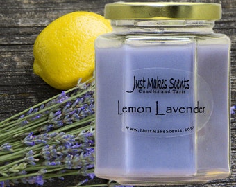 Lemon Lavender Scented Blended Soy Candle - Homemade Lemon Lavender Candle