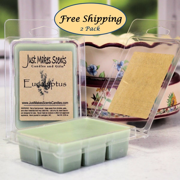 Eucalyptus Scented Wax Melts - 2 Pack with FREE SHIPPING - Scented Soy Wax Cubes - Free Shipping