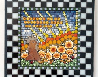 Rooster in the Morning Mosaic Wall Hanging