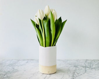 Vaso Cilíndrico Simples - Branco Cetim