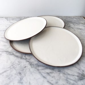 Set of Four Simple Wabi Sabi Dinner Plates with Beautiful Glossy White Glaze image 3