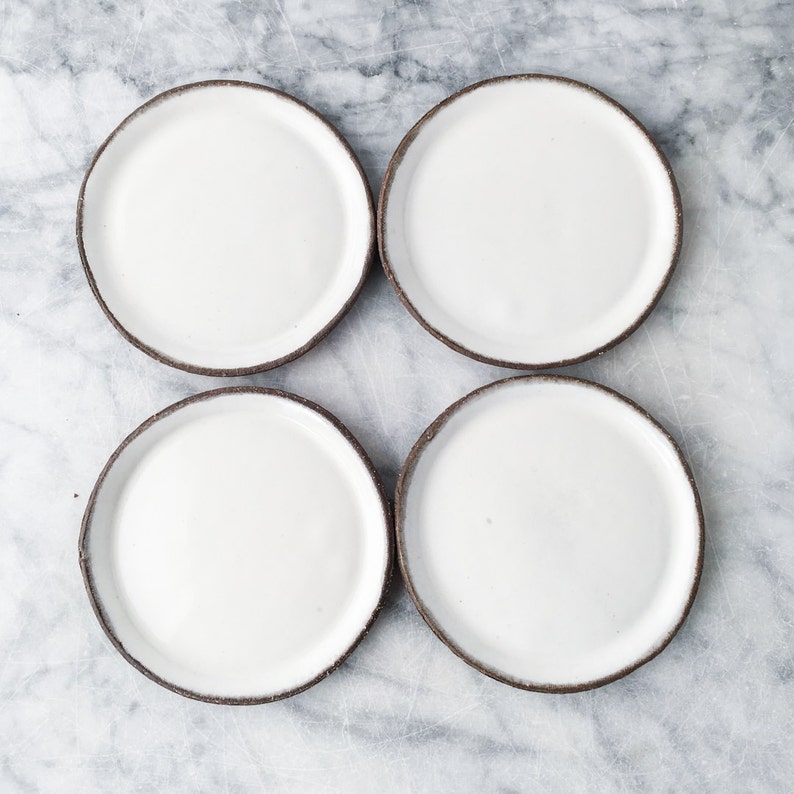 Set of Four Simple Wabi Sabi Dinner Plates with Beautiful Glossy White Glaze image 4