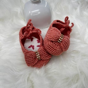 3 Handmade Baby shoes in crochet, each one is a special beautiful gift for newborn 3