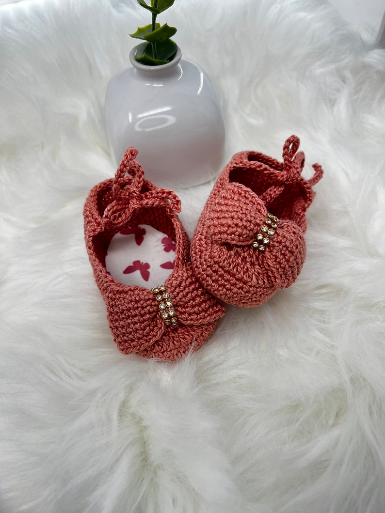 3 Handmade Baby shoes in crochet, each one is a special beautiful gift for newborn 3